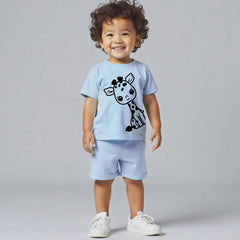 minicult Matching CottonTshirt and Shorts coords with cute animal Prints(Giraffe Combo 2)(Pack of 2)