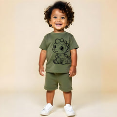 minicult Matching CottonTshirt and Shorts coords with cute animal Prints(Giraffe Combo 2)