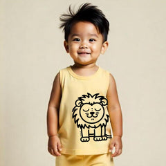 minicult Kids Matching Cotton Vest and Shorts coords with cute animal Prints(Dino Combo 2) Pack of 2