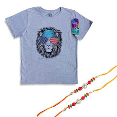 minicult Rakhi and Boys Tshirt Gift Combo for Raksha Bandhan (Pack of 1)(Grey)