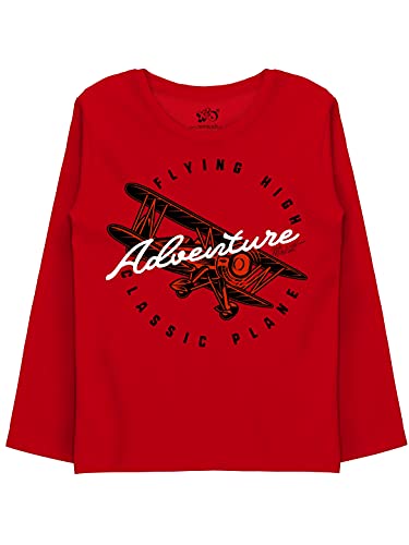 minicult Cotton Printed Full Sleeve T Shirts for Boys(Pack of 2)(RED 1)