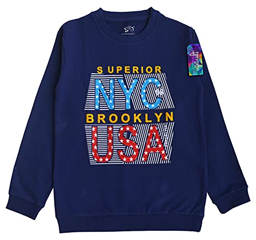 minicult Cotton Printed Sweatshirts for Boys and Girls Ideal for Light Winter( Pack of 2)(Blue)