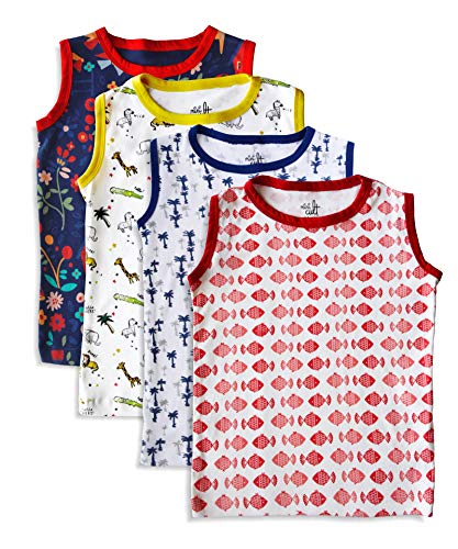 minicult Unisex Cotton Baby Vest (Pack of 4) (Multicolor) (Assorted)