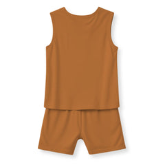 minicult Kids Matching Cotton Vest and Shorts coords with cute animal Prints(Dino 3)