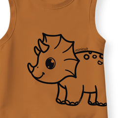 minicult Kids Matching Cotton Vest and Shorts coords with cute animal Prints(Dino 3)
