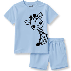 minicult Matching CottonTshirt and Shorts coords with cute animal Prints(Giraffe Combo 2)