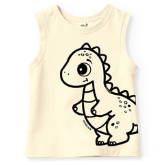minicult Kids Matching Cotton Vest and Shorts coords with cute animal Prints(Dino)