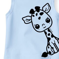 minicult Kids Matching Cotton Vest and Shorts coords with cute animal Prints(Giraffe)