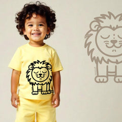 minicult Matching CottonTshirt and Shorts coords with cute animal Prints(Lion Combo)(Pack of 2)