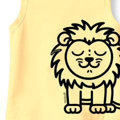 minicult Kids Matching Cotton Vest and Shorts coords with cute animal Prints(Lion)