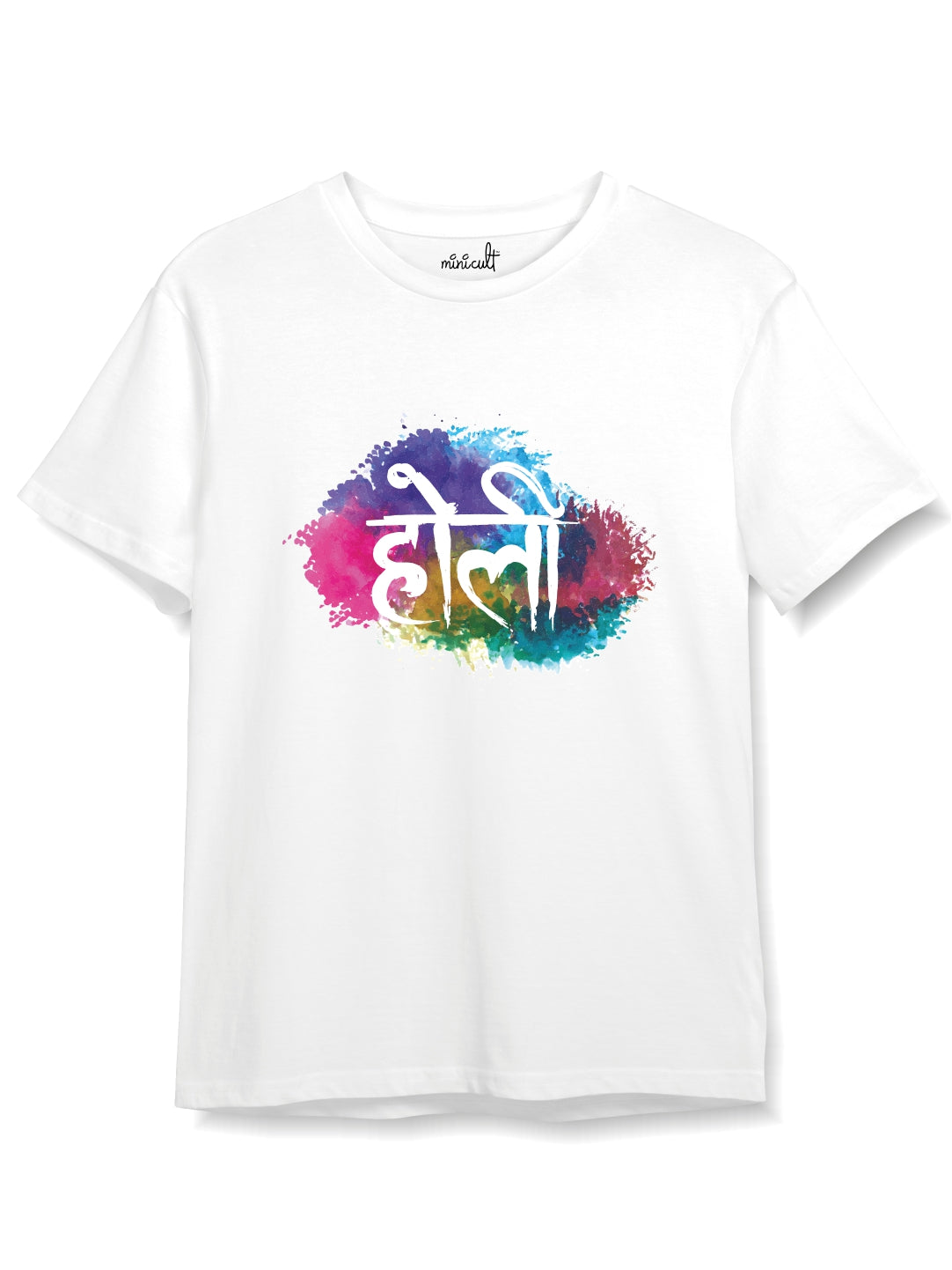 minicult Cotton Holi Half Sleeve Tshirt for Kids (Kids a70)(Pack of 1)