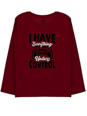 minicult Cotton Printed Full Sleeve T Shirts for Boys(Pack of 2)(Maroon)