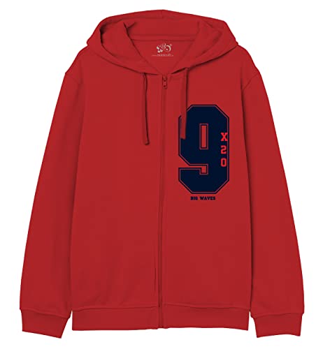 Minicult cotton Hooded Jacket with Zip and placement Print (Red 1) (pack of 1)
