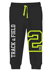 minicult Cotton Track Pants with Graphic Prints and Pockets (Pack 1) (Black 1)
