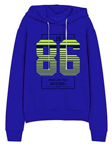 minicult Cotton Printed Hoodie for Boys and Girls Ideal for Light Winter( Pack of 1)(Blue)