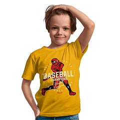 minicult Cotton Boys Half Sleeve Kids Tshirt with Chest Print and Bright Colors(Multicolor)(Pack of 3)(Red)