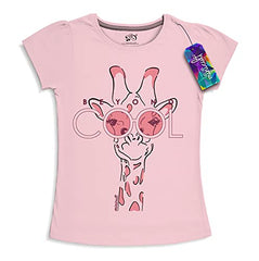 minicult Girls Half sleeeves Cotton Tshirt with Cute Prints and Colorfull (red) (Pack of 5)
