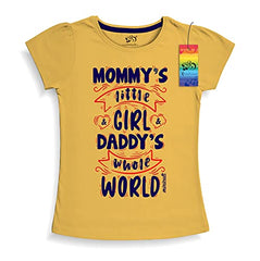minicult Girls Half sleeeves Cotton Tshirt with Cute Prints and Colorfull (B014)(Pack of 2) Mint