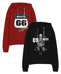 minicult Cotton Printed Hoodie for Boys and Girls Ideal for Light Winter( Pack of 2)(Black)