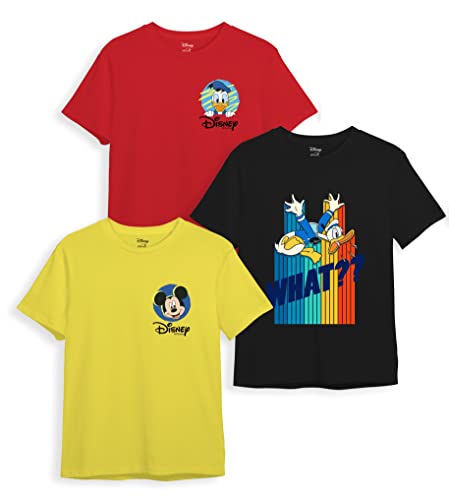 minicult Disney Mickey Mouse Regular Fit Character Printed Tshirt for Boys and Girls(Yellow 4) (Pack of 3)(2-3 Years)