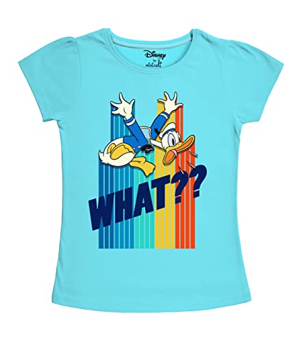 minicult Disney Mickey Mouse and Friends Regular Fit Character Printed Half Sleeves Tshirt for Girls (Blue A25)(Pack of 1)(18-24 Months)