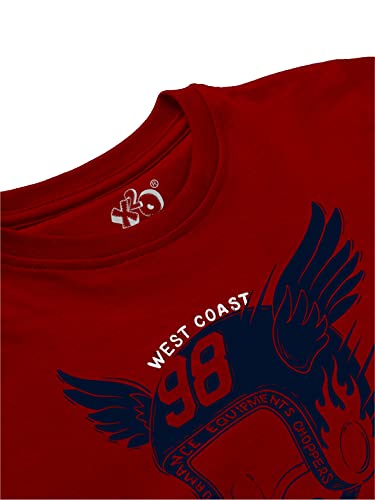 minicult Cotton Printed Full Sleeve T Shirts for Boys(Pack of 1)(Maroon)