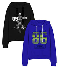 minicult Cotton Printed Hoodie for Boys and Girls Ideal for Light Winter( Pack of 2)(Blue)