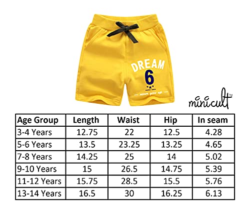 minicult Cotton loopkint Boys Shorts with Drawstring and Pockets (Pack of 3)(Multicolor) Yellow