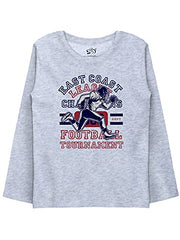 minicult Cotton Printed Full Sleeve T Shirts for Boys(Pack of 1)(Grey 1)