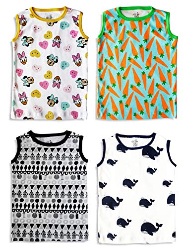 minicult Unisex Cotton Baby Vest (Pack of 4) (Multicolor) (Assorted)